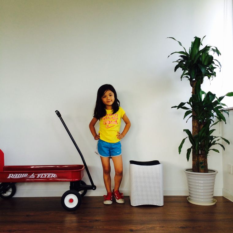 Mila, next to the first purifier